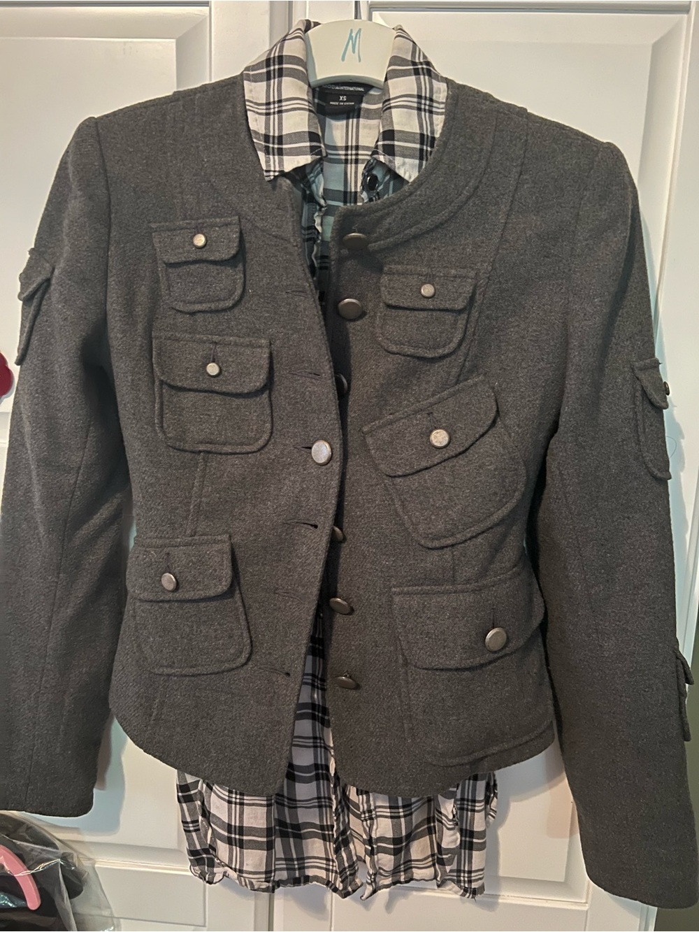 FREE w Any purchase🥰Black & White Cotton Plaid Button-Down Shir
